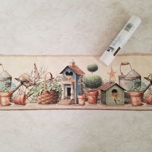 Wallpaper Border Shandi Blue Bird Hill Birdhouse
